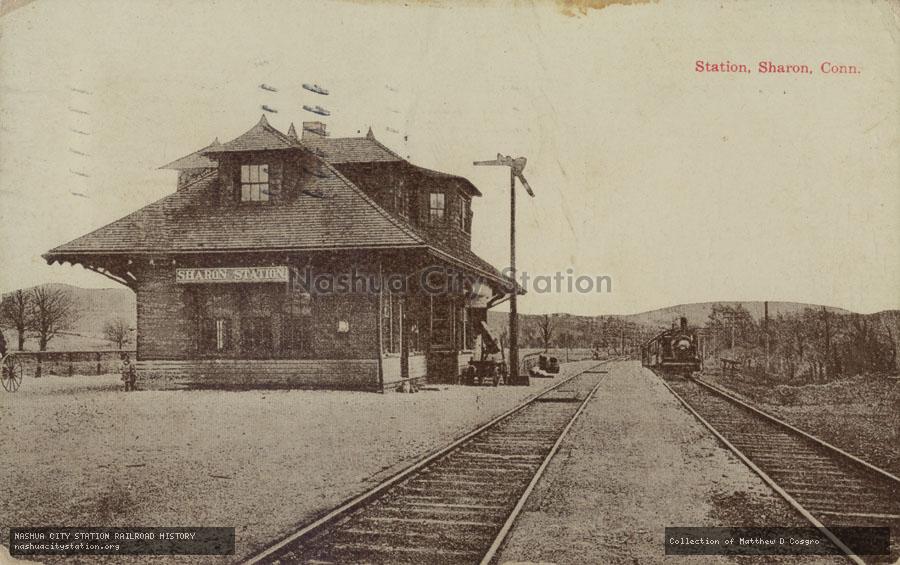 Postcard: Station, Sharon, Connecticut